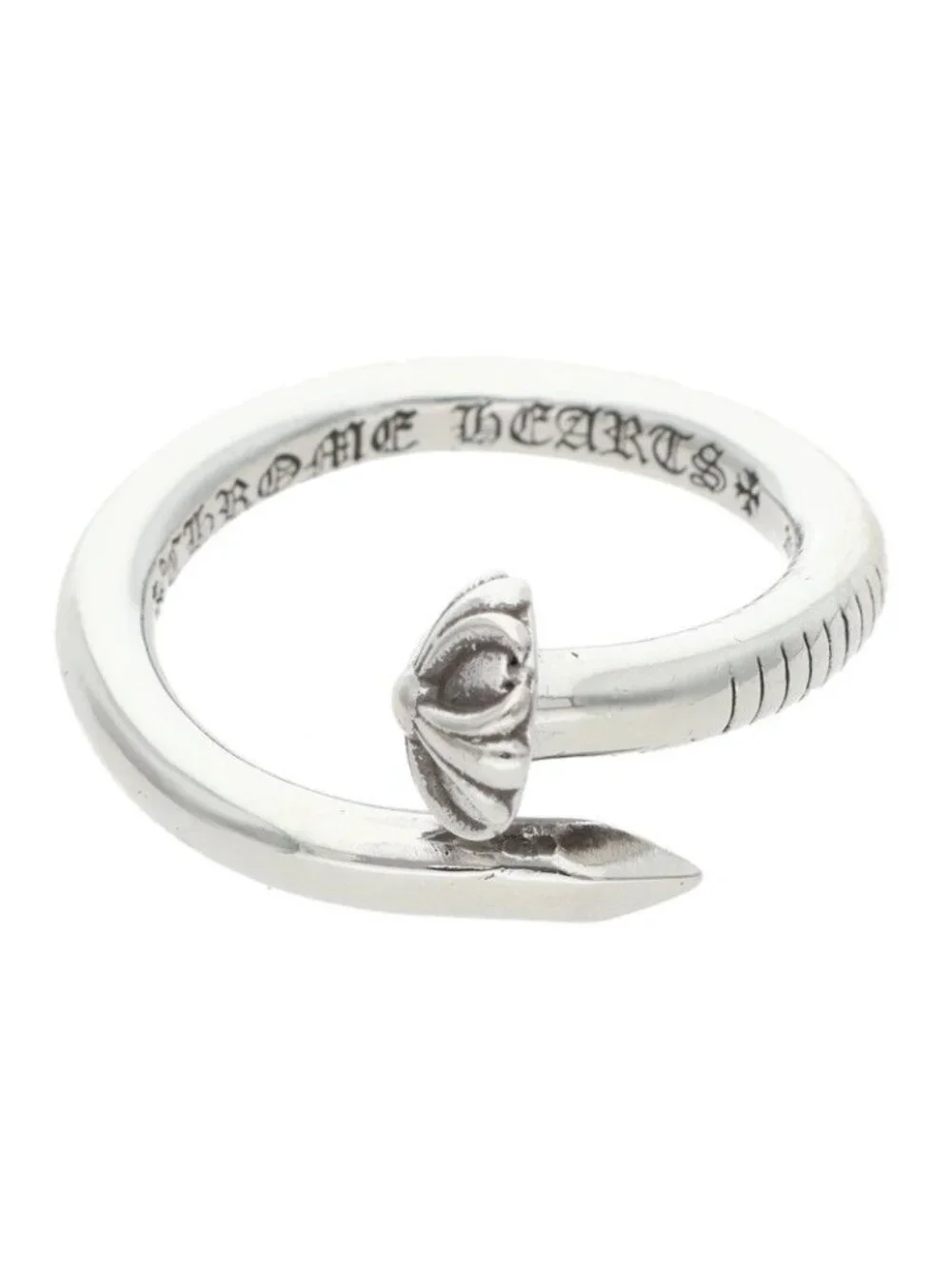 Chrome Hearts Nail Crsball Cross Ball Silver Ring